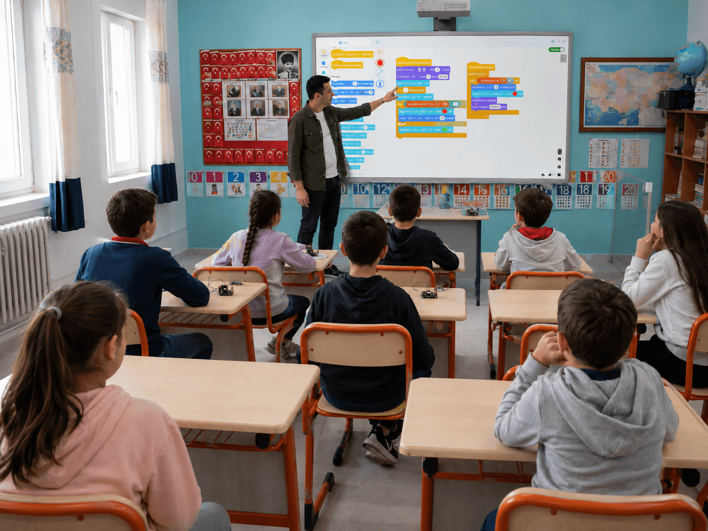 Devlet okulunda LunoBoard ile STEM eğitimi yapılan sınıf