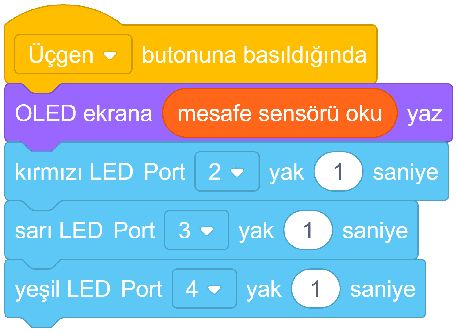 LunoCode trafik ışığı blok projesi