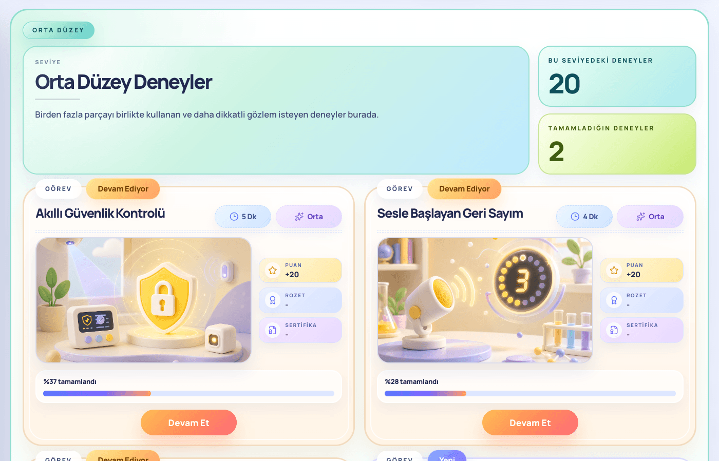 LunoLMS deneyler ve projeler alanı
